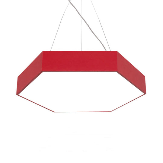 Contemporary Hexagon Pendant Lamp With Led Yellow/Silver/Purple Metal Ceiling Light Multiple Sizes