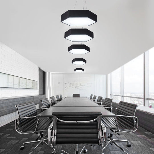 Contemporary Hexagon Pendant Lamp With Led Yellow/Silver/Purple Metal Ceiling Light Multiple Sizes