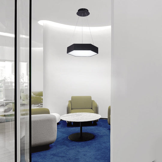 Contemporary LED Hexagon Pendant Lamp - Yellow/Silver/Purple, 12"/18"/23.5" Wide