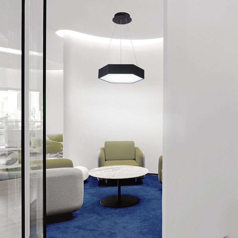 Contemporary Hexagon Pendant Lamp With Led Yellow/Silver/Purple Metal Ceiling Light Multiple Sizes