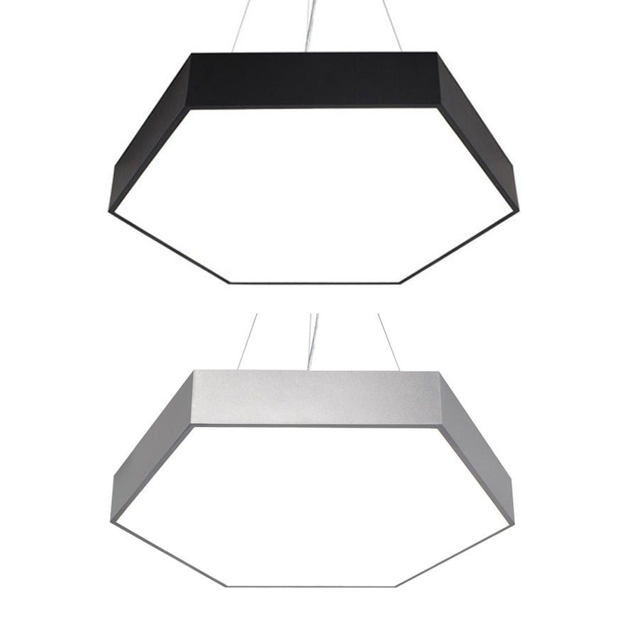 Contemporary Hexagon Pendant Lamp With Led Yellow/Silver/Purple Metal Ceiling Light Multiple Sizes