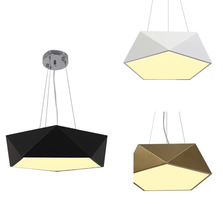 Pentagon Pendant Lighting Metal Ceiling Lamp Fixture with LED and Acrylic Diffuser
