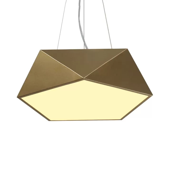 Pentagon Pendant Lighting Metal Ceiling Lamp Fixture with LED and Acrylic Diffuser