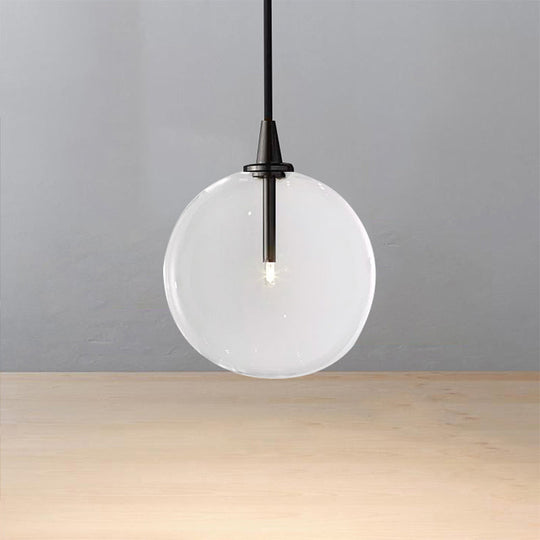 Post-Modern Clear Glass LED Pendant Light: 5"/6"/8" Wide, Black/Gold, for Dining Room