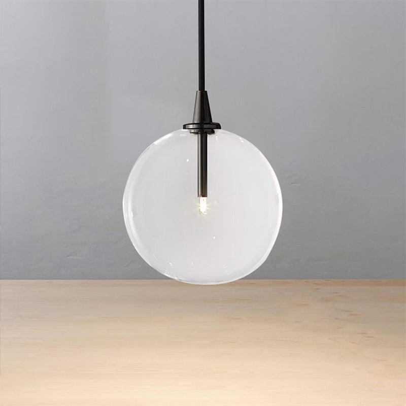 Post-Modern Glass Pendant Light - Wide Led Black/Gold Hanging Lamp For Dining Room