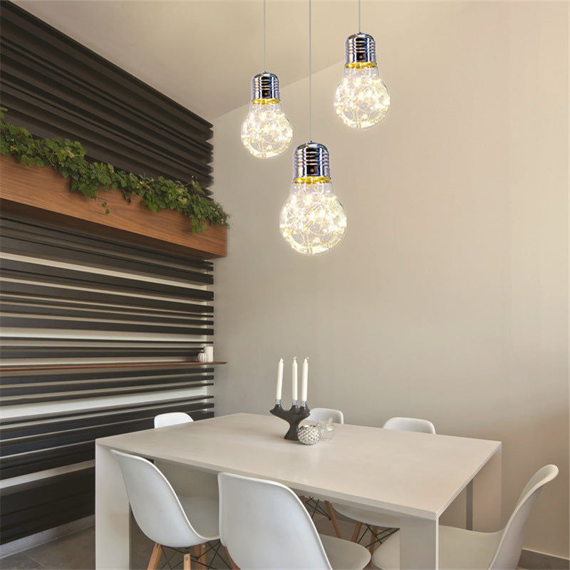 Contemporary Chrome LED Pendant Light – Clear Glass Shade, Warm/White Options
