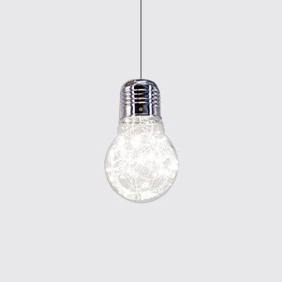 Contemporary Chrome LED Pendant Light – Clear Glass Shade, Warm/White Options