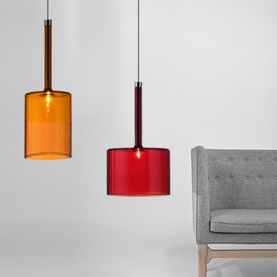 Sofia - Modernist 1-Light Grey/Red/Orange LED Pendant Light Fixture