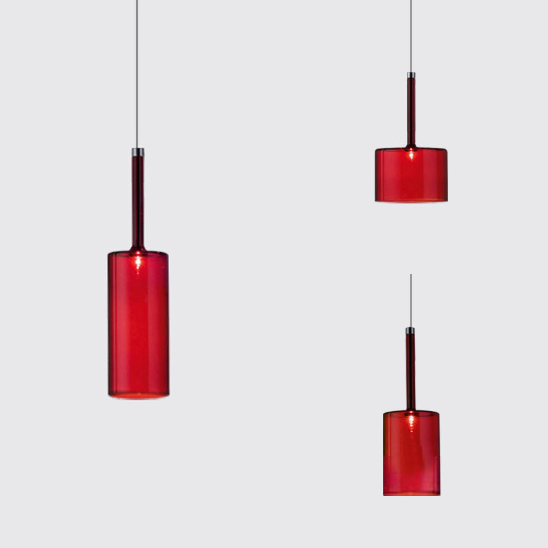 Sofia - Modernist 1-Light Grey/Red/Orange LED Pendant Light Fixture