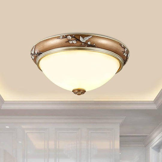 Antiqued Dome Crystal Flush Mount Ceiling Lights - Wide 2/3-Head Lighting Fixture In Brown 11/15/19