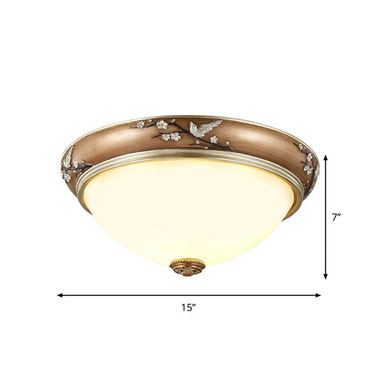Antiqued Dome Crystal Flush Mount Ceiling Lights - Wide 2/3-Head Lighting Fixture In Brown 11/15/19