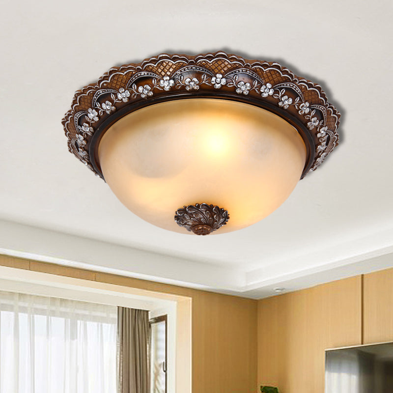 Antiqued Dome Flushmount Ceiling Light - Brown, 2/3 Lights