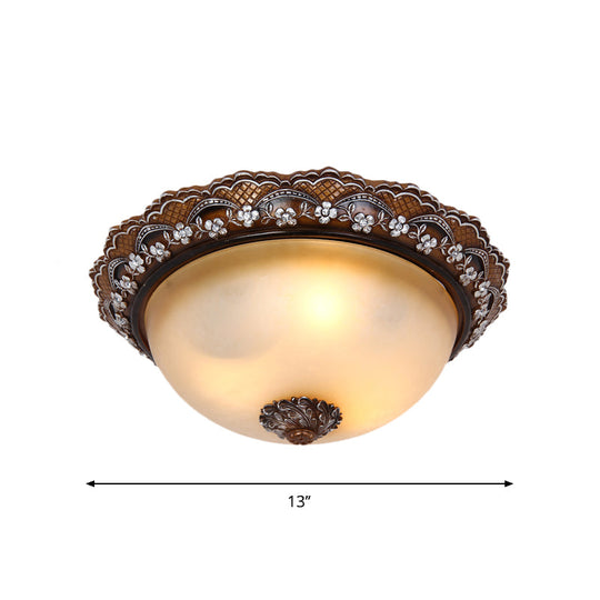 Antiqued Dome Flushmount Ceiling Light - Brown, 2/3 Lights
