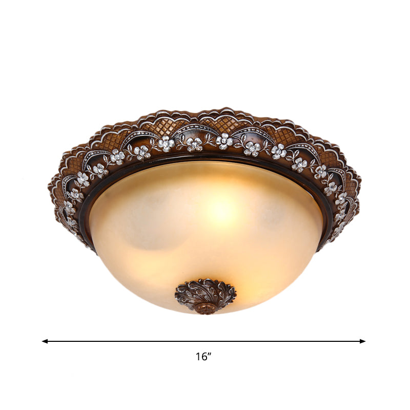 Antiqued Dome Flushmount Ceiling Light - Brown, 2/3 Lights