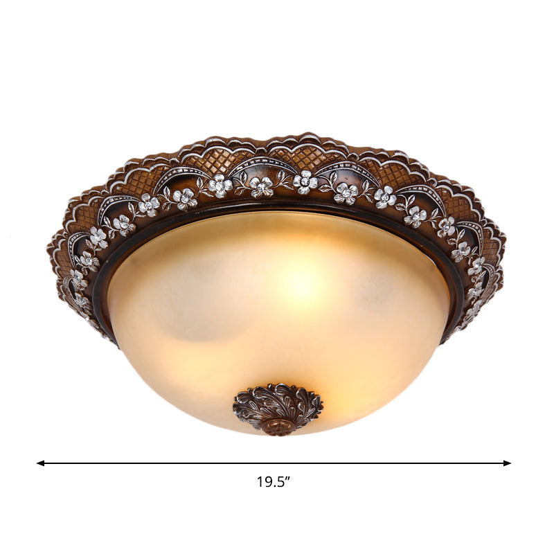 Antiqued Dome Flushmount Ceiling Light - Brown, 2/3 Lights
