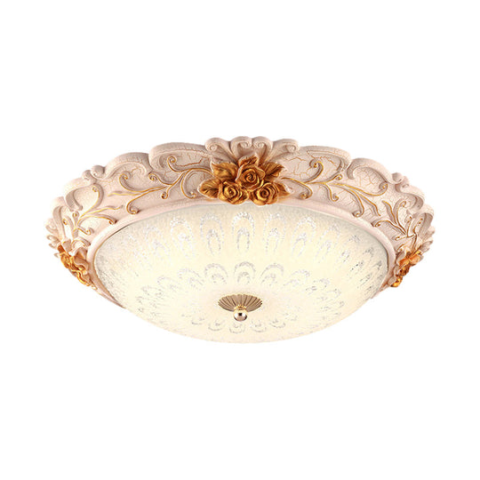 12"/16"/19.5" LED Flush Mount Lighting with Opal Blown Glass Shade - White-Gold Retro Ceiling Lamp