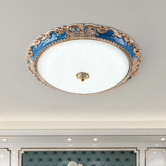 14"/16"/19.5" LED Bowl Flush Mount Lamp Countryside Red/Blue Finish Ceiling Light for Bedroom