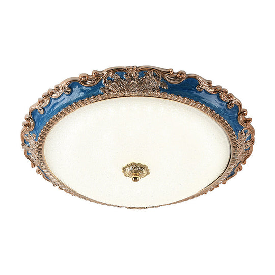 14"/16"/19.5" LED Bowl Flush Mount Lamp Countryside Red/Blue Finish Ceiling Light for Bedroom