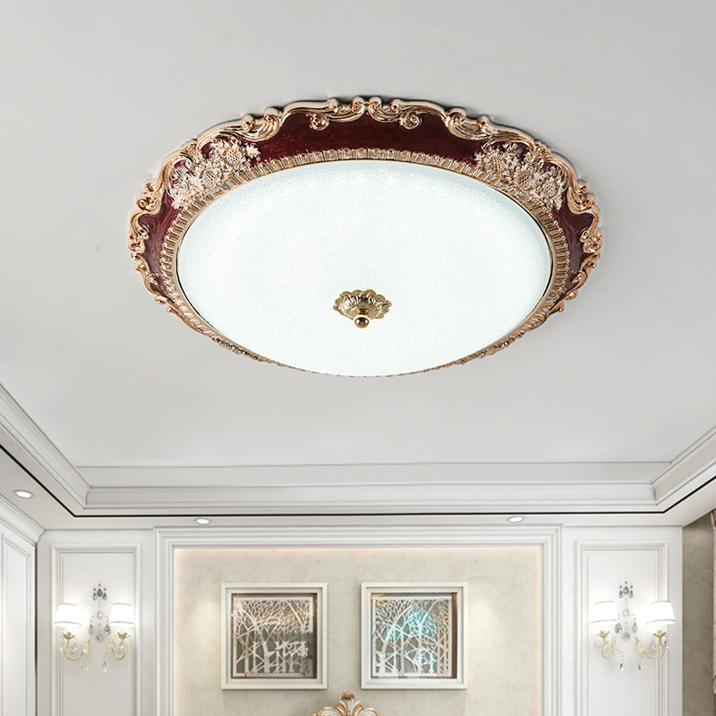 14"/16"/19.5" LED Bowl Flush Mount Lamp Countryside Red/Blue Finish Ceiling Light for Bedroom