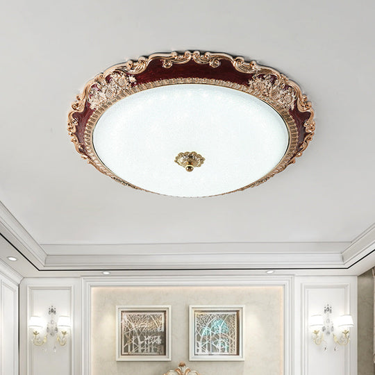 14"/16"/19.5" LED Bowl Flush Mount Lamp Countryside Red/Blue Finish Ceiling Light for Bedroom