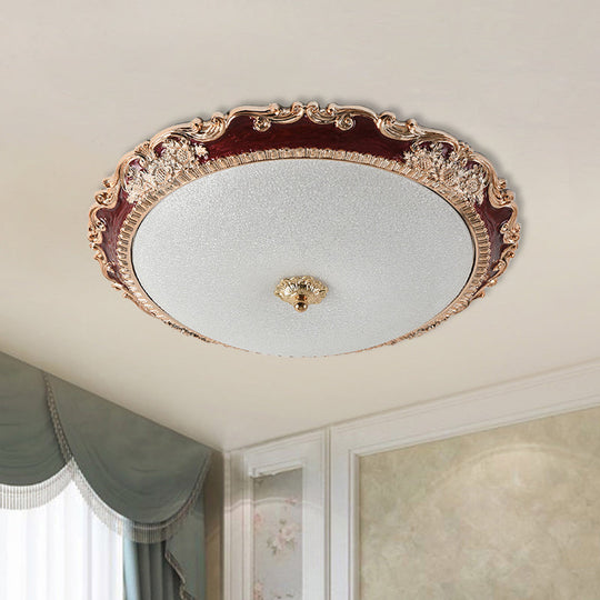 14"/16"/19.5" LED Bowl Flush Mount Lamp Countryside Red/Blue Finish Ceiling Light for Bedroom