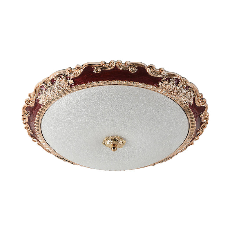 14"/16"/19.5" LED Bowl Flush Mount Lamp Countryside Red/Blue Finish Ceiling Light for Bedroom