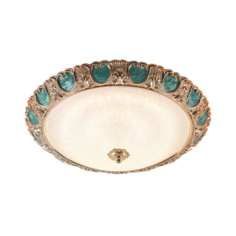 Plafonnier à dôme bleu avec LED et verre crème Country, lumière chaude/blanche, disponible en 3 tailles