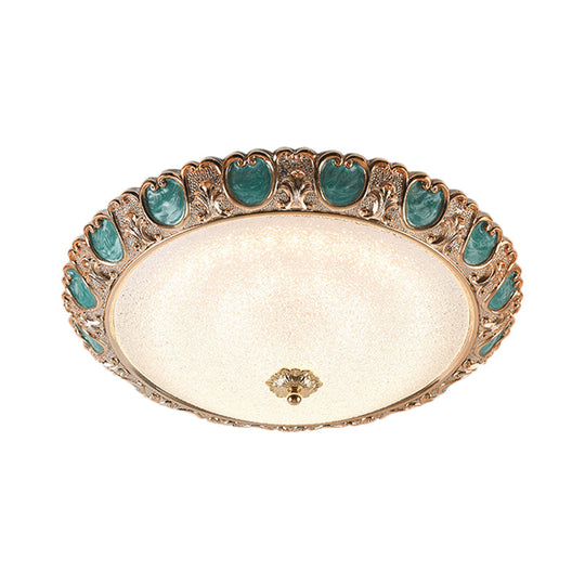 Plafonnier à dôme bleu avec LED et verre crème Country, lumière chaude/blanche, disponible en 3 tailles