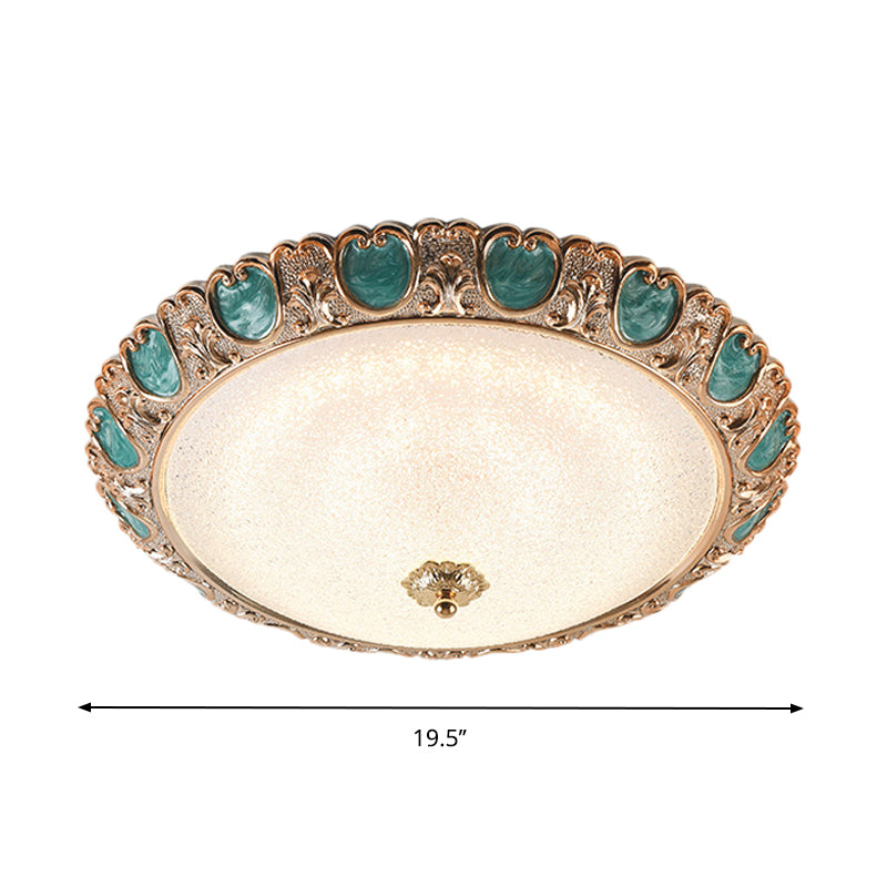 Plafonnier à dôme bleu avec LED et verre crème Country, lumière chaude/blanche, disponible en 3 tailles