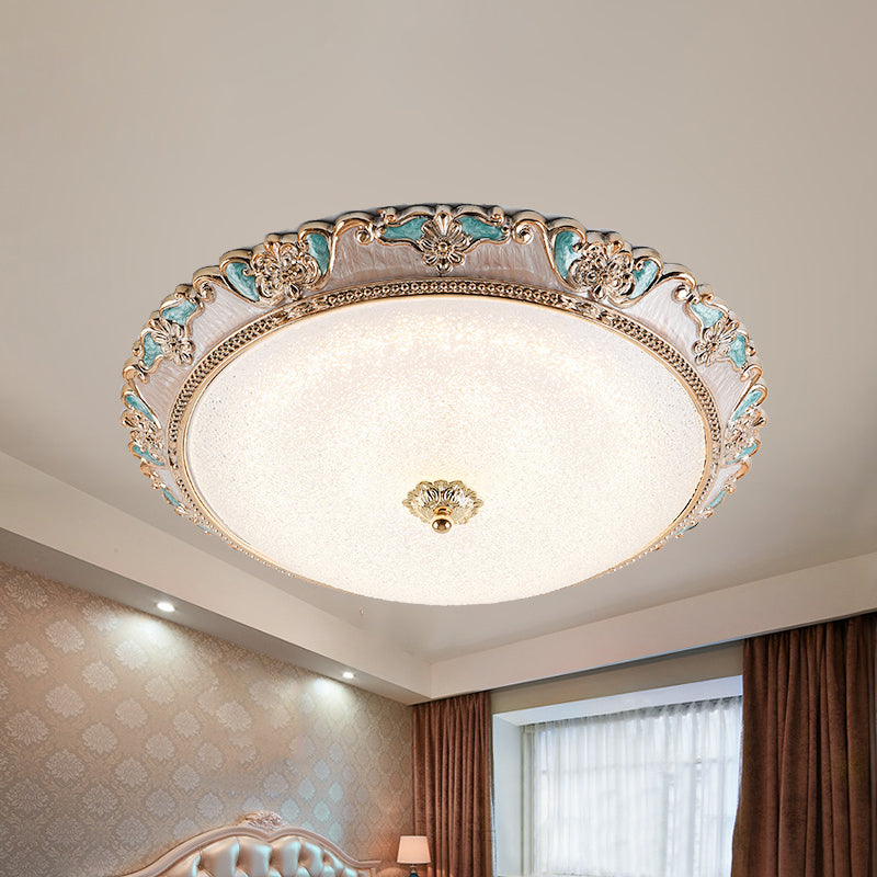 Farmhouse Dome Shade Flushmount Lamp - 14"/16"/19.5" Width - Gold/Brown - Frosted Glass - LED Ceiling Flush Mount - Warm/White Light