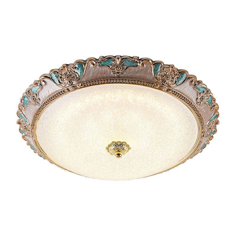 Farmhouse Dome Shade Flushmount Lamp - 14"/16"/19.5" Width - Gold/Brown - Frosted Glass - LED Ceiling Flush Mount - Warm/White Light