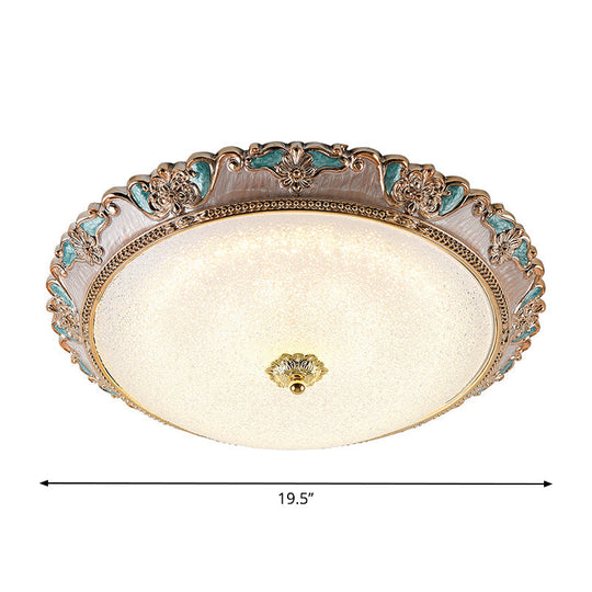 Farmhouse Dome Shade Flushmount Lamp - 14"/16"/19.5" Width - Gold/Brown - Frosted Glass - LED Ceiling Flush Mount - Warm/White Light