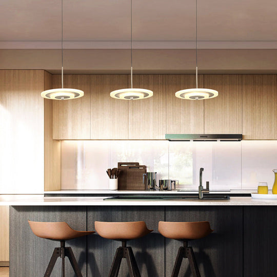 Homam - Modern White/Brown Round Ceiling Light Modern LED 3/6-Light Acrylic Hanging Pendant in Warm/White/Natural Light