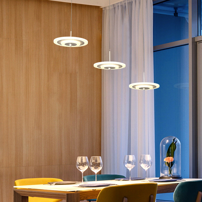 Homam - Modern White/Brown Round Ceiling Light Modern LED 3/6-Light Acrylic Hanging Pendant in Warm/White/Natural Light