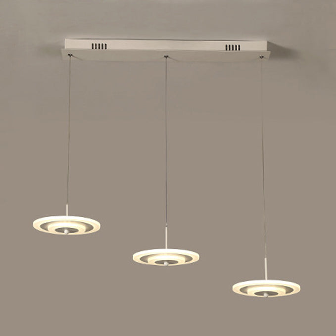 Homam - Modern White/Brown Round Ceiling Light Modern LED 3/6-Light Acrylic Hanging Pendant in Warm/White/Natural Light