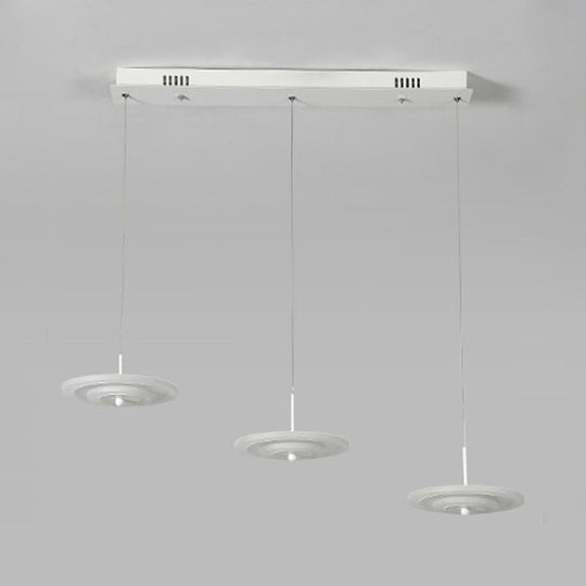 Homam - Modern White/Brown Round Ceiling Light Modern LED 3/6-Light Acrylic Hanging Pendant in Warm/White/Natural Light