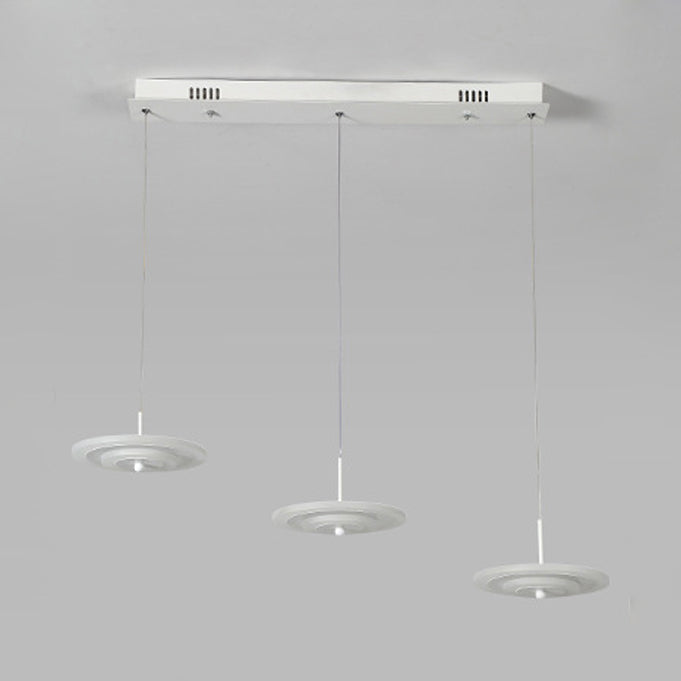 Homam - Modern White/Brown Round Ceiling Light Led 3/6-Light Acrylic Hanging Pendant In