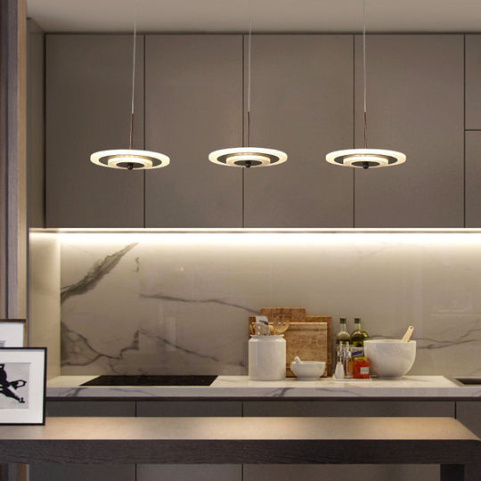 Homam - Modern White/Brown Round Ceiling Light Led 3/6-Light Acrylic Hanging Pendant In