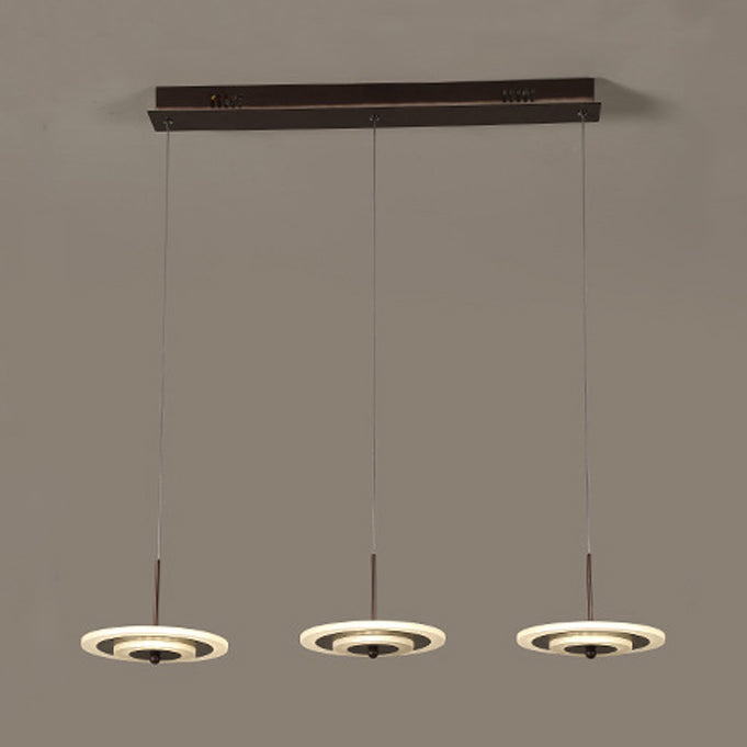 Homam - Modern White/Brown Round Ceiling Light Modern LED 3/6-Light Acrylic Hanging Pendant in Warm/White/Natural Light