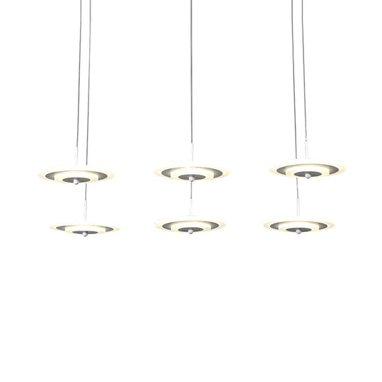 Homam - Modern White/Brown Round Ceiling Light Modern LED 3/6-Light Acrylic Hanging Pendant in Warm/White/Natural Light