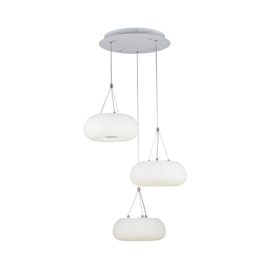 Modern White Doughnut Pendant Lamp - Led Metal Hanging Ceiling Light For Dining Room