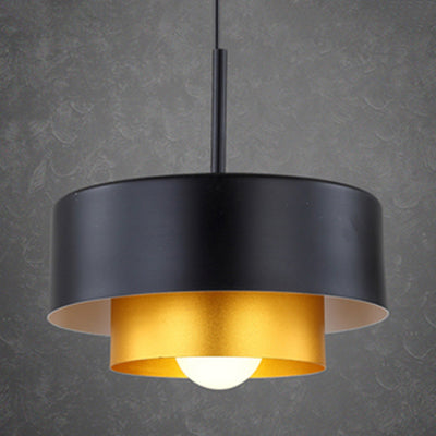 Modern Tiered Metal Drum Pendant Light with Acrylic Diffuser: Black/Brown for Dining Room