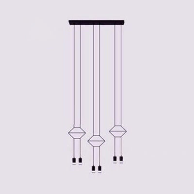 Modern Geometric Metal Suspension Pendant Light - 2/4/6 Black Ceiling Lights 6 /