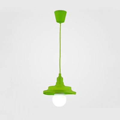 Modern Silica Gel Pendant Light In Multi Colors - Folding Hanging Lamp Green