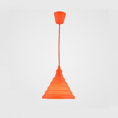 Modern Silica Gel Pendant Light In Multi Colors - Folding Hanging Lamp Orange