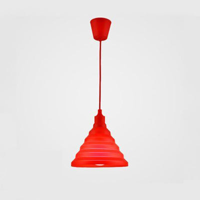 Modern Silica Gel Pendant Light In Multi Colors - Folding Hanging Lamp Red