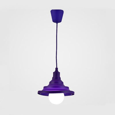 Modern Silica Gel Pendant Light In Multi Colors - Folding Hanging Lamp Purple