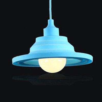 Modern Silica Gel Pendant Light In Multi Colors - Folding Hanging Lamp Sky Blue