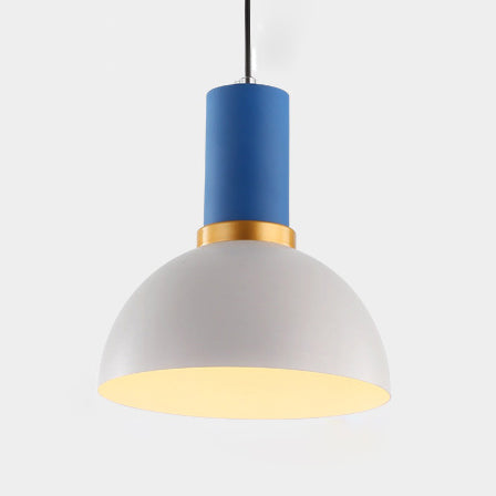 Minimalist Metal Pendant Light With Bowl/Cone/Funnel Shade In Blue/Pink/Yellow