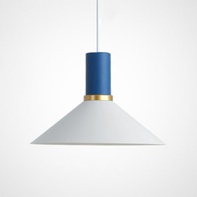 Minimalist Metal Pendant Light With Bowl/Cone/Funnel Shade In Blue/Pink/Yellow White / Cone